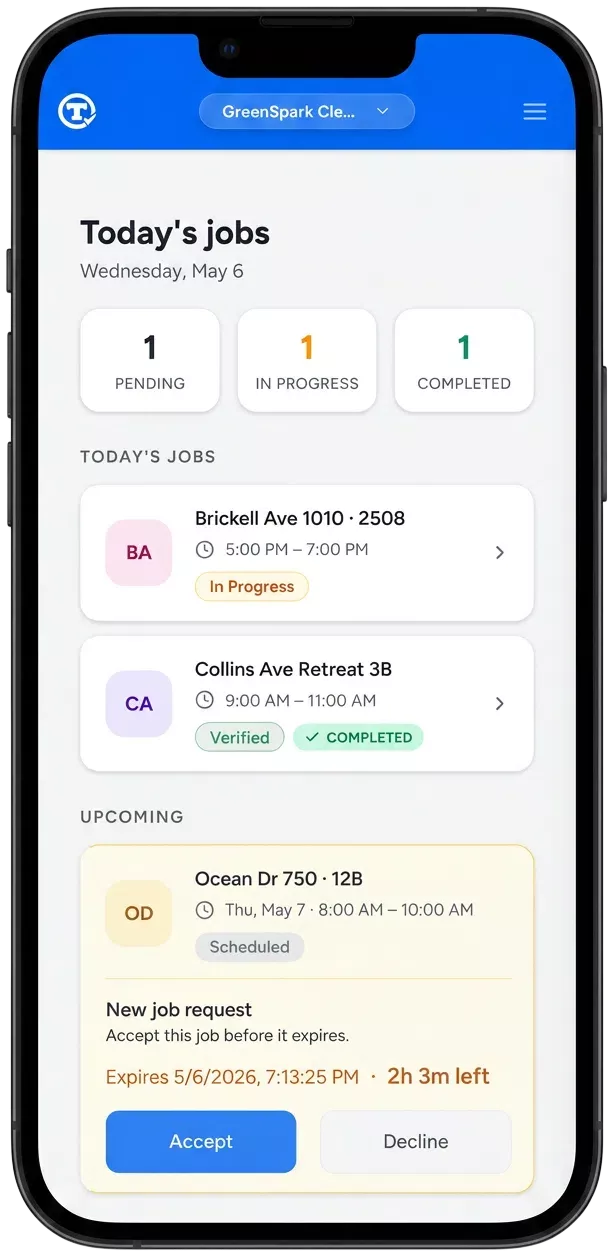 Cleaner mobile app view